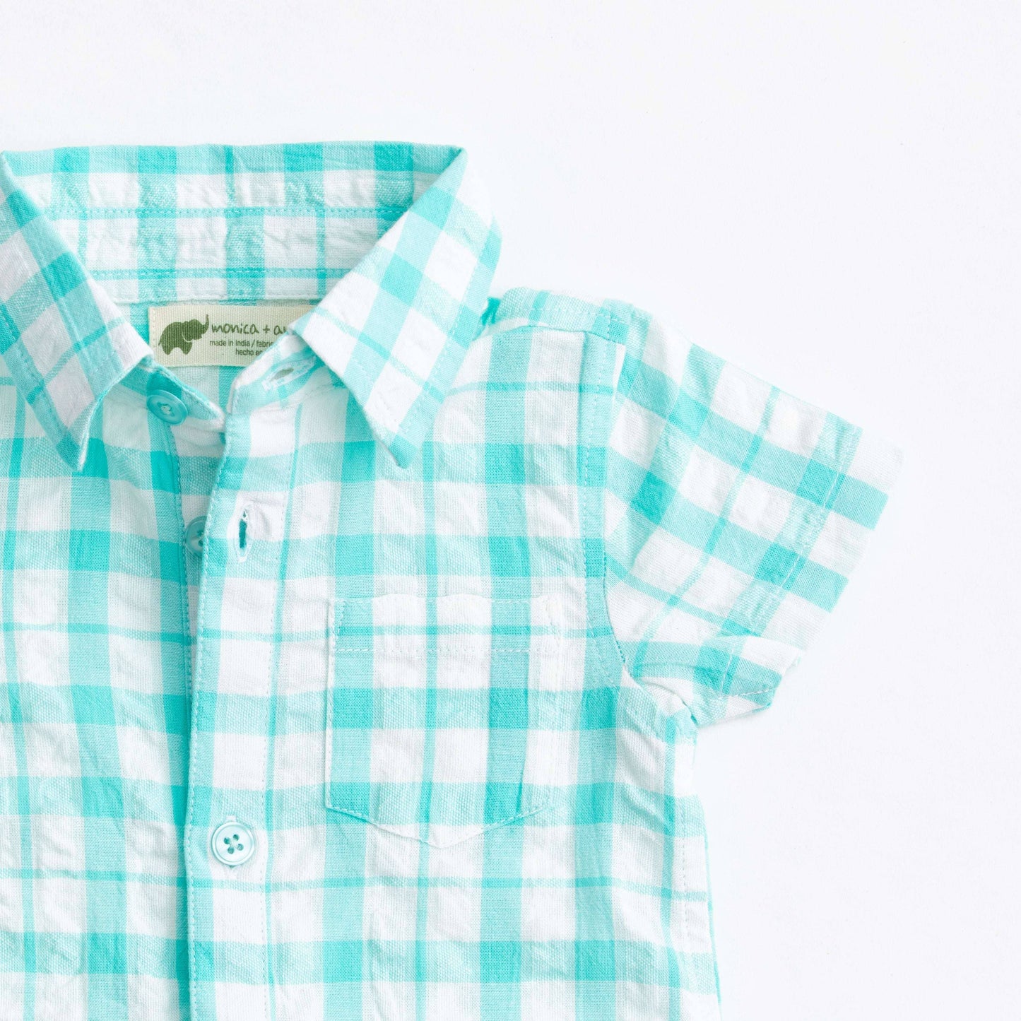 Oxford Romper- Mint Gingham