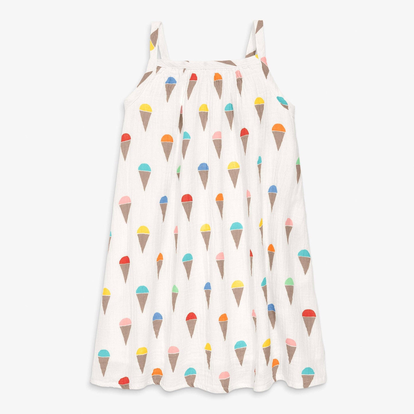 Kids cotton gauze tank dress in rainbow scoops