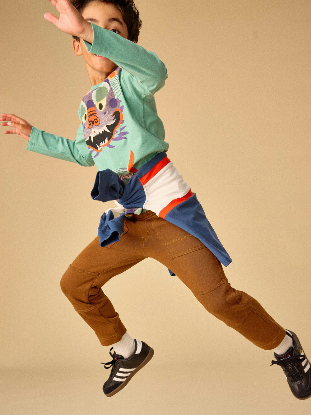 Naval Blue Colorblock Rugby Top