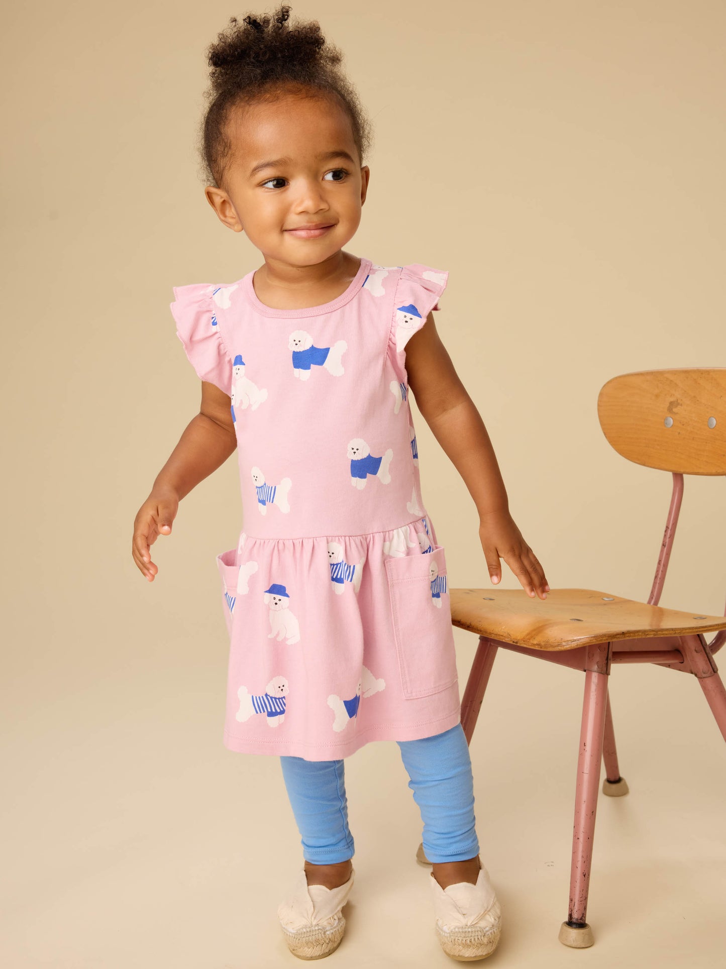 Flutter Sleeve Pocket Dress - Spanish Water Dog