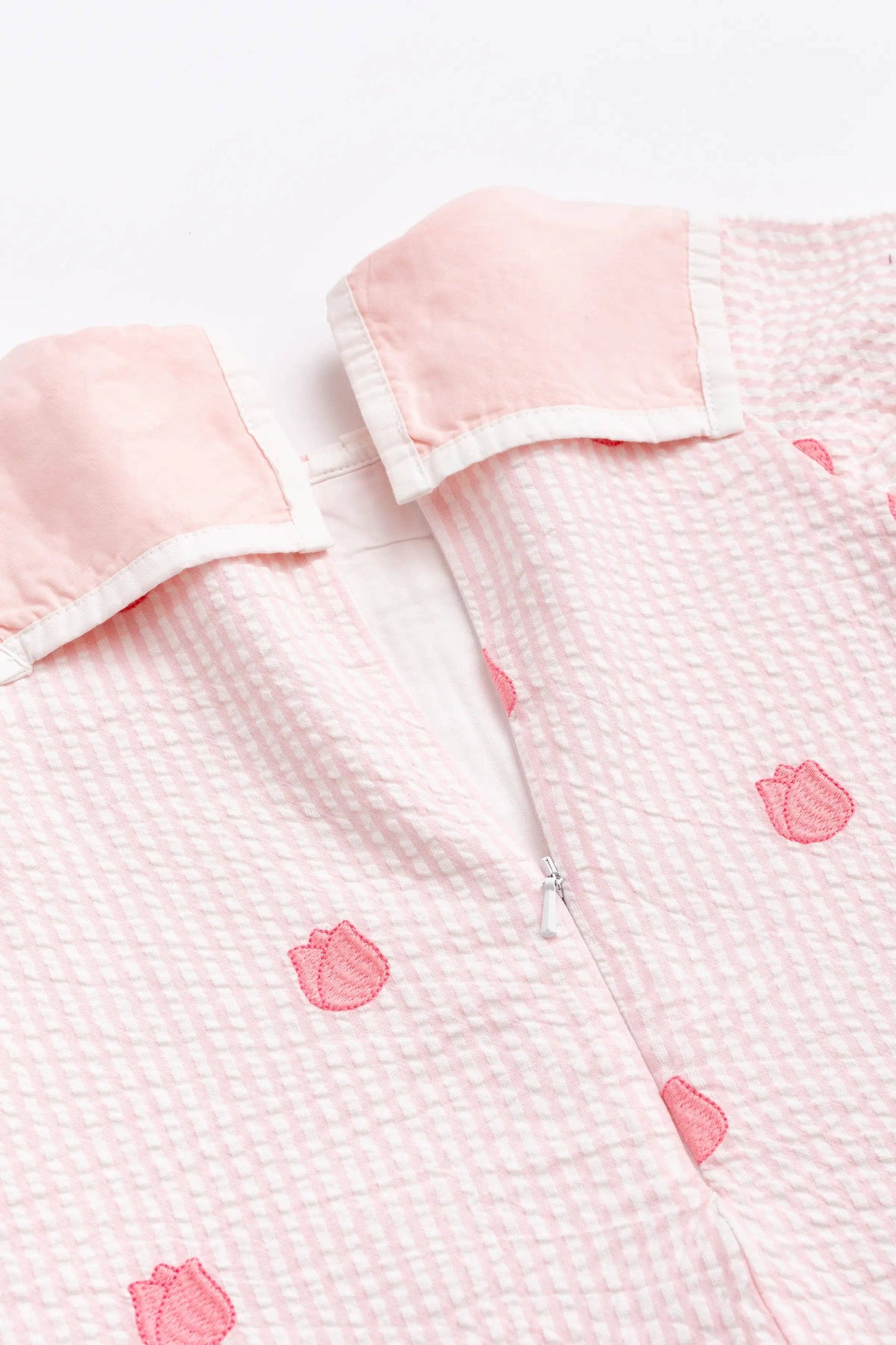 Easter Sailor Collar Dress-Embroidered Tulips