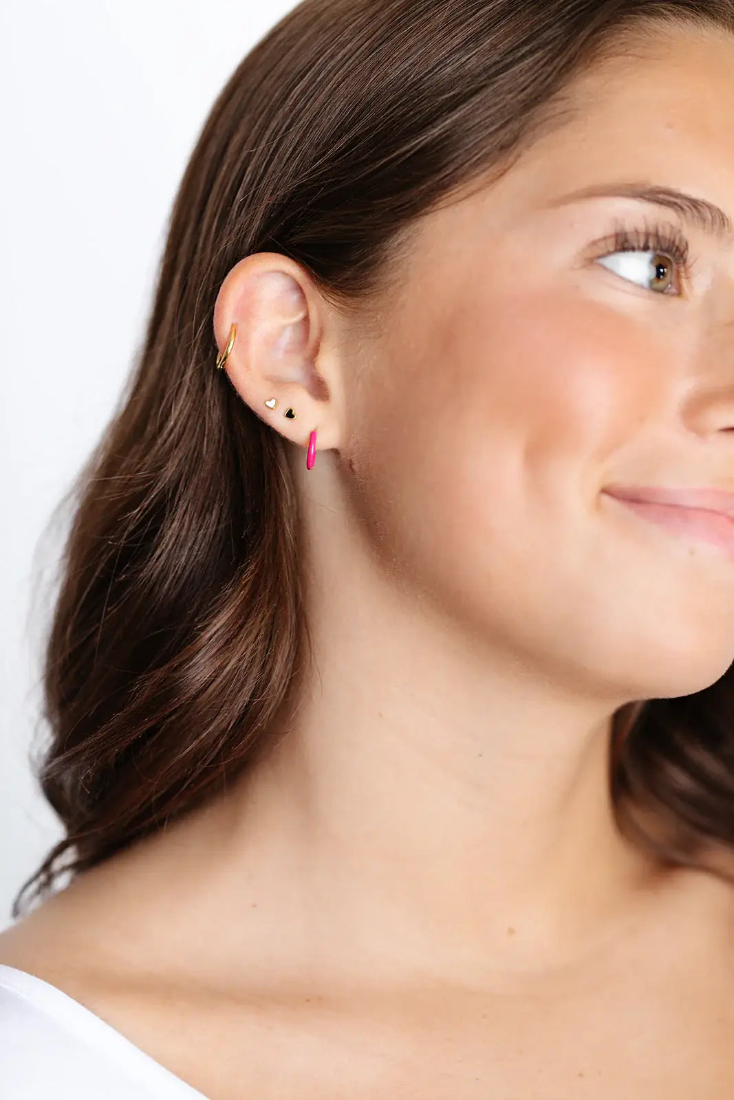Mini Heart Stud Earrings - Hypoallergenic, Flat Back, Girl