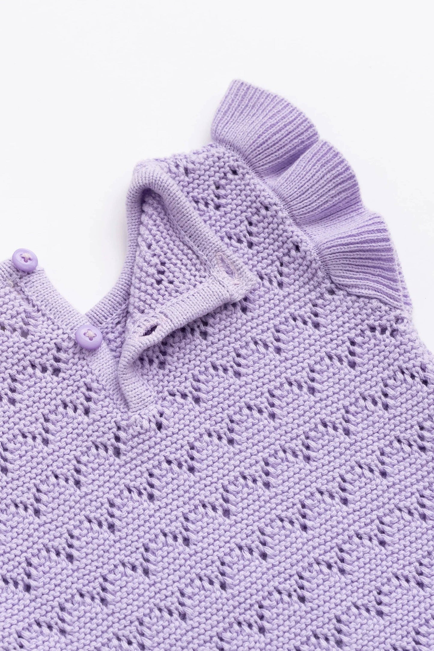 Baby Easter Pointelle Knit Bubble Bodysuit- Pastel Lilac