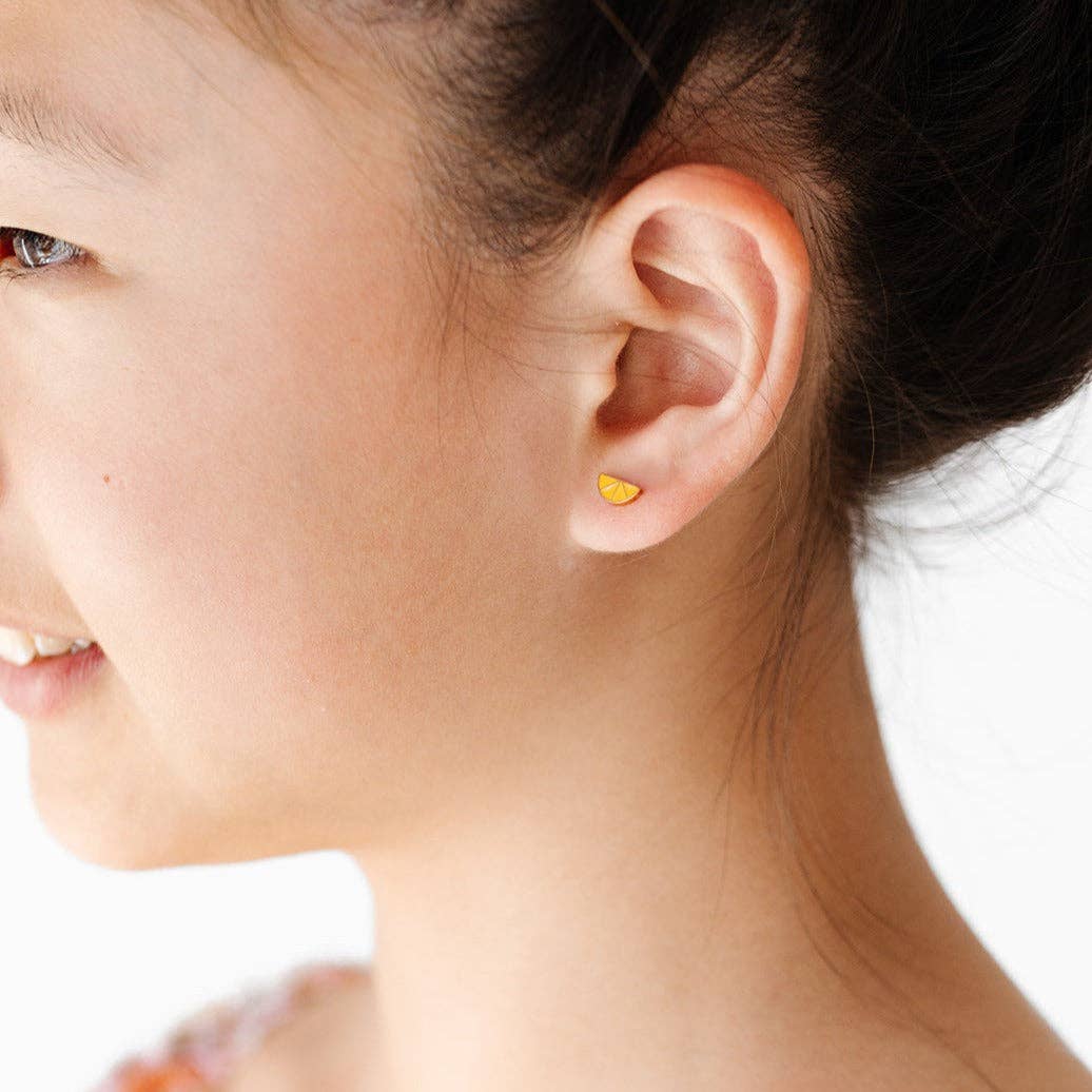 Lemon Stud Earrings - Hypoallergenic, Flat Back, Girl Gift