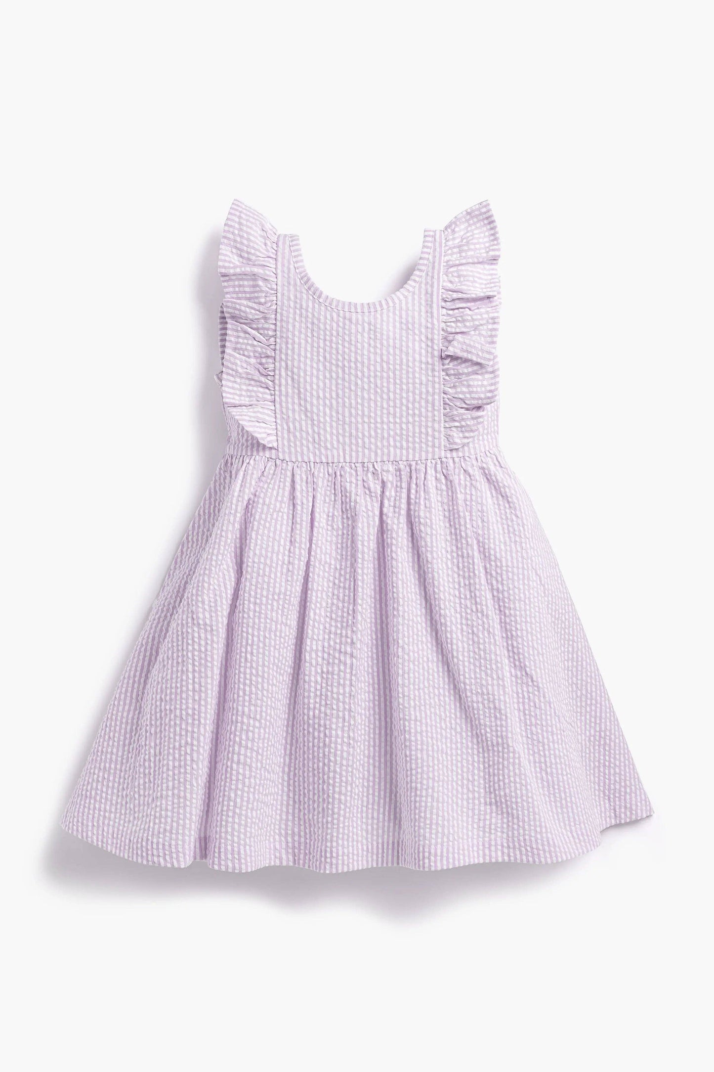 Easter Girls Garden Party Dress- Pastel Lilac Seersucker