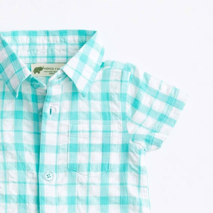Oxford Romper- Mint Gingham