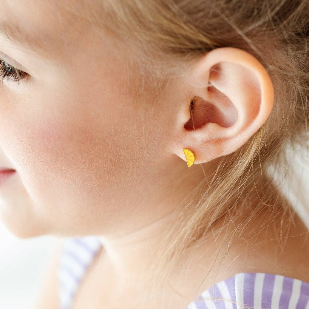 Lemon Stud Earrings - Hypoallergenic, Flat Back, Girl Gift