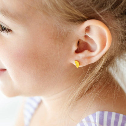 Lemon Stud Earrings - Hypoallergenic, Flat Back, Girl Gift