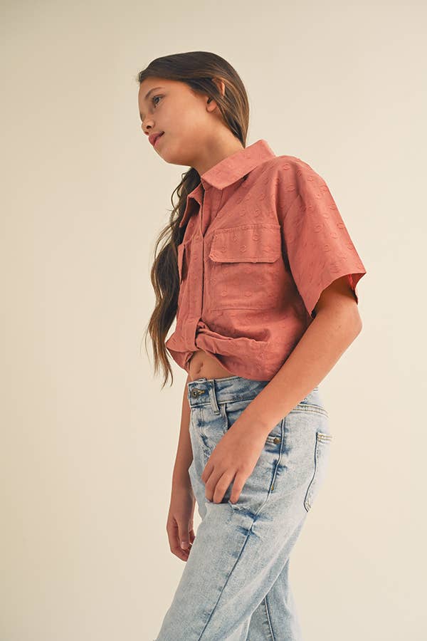 TWEEN GIRLS KIDS DROP SHOULDER S/S TOP KT2413 (7-14 S-L)