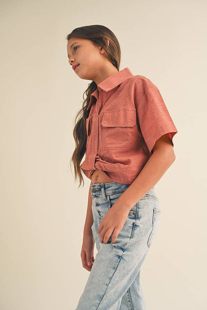 TWEEN GIRLS KIDS DROP SHOULDER S/S TOP KT2413 (7-14 S-L)