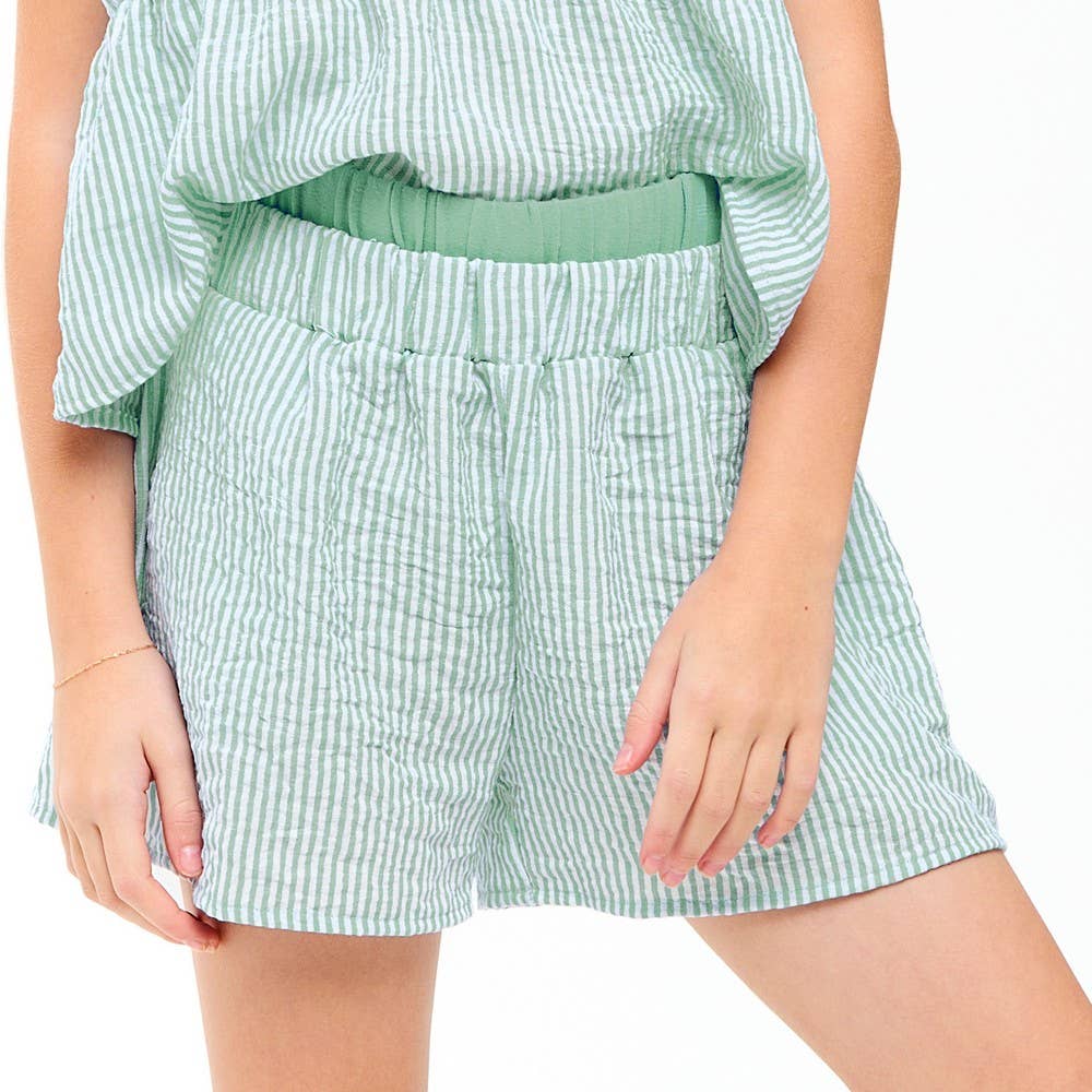 Double Waist Band Striped Gauze Shorts
