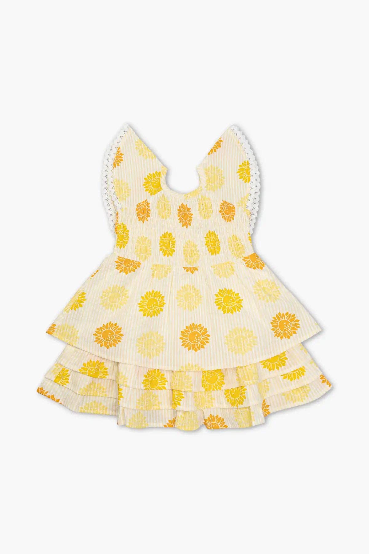 Smocked Ruffle Dress- Sunflower Burst