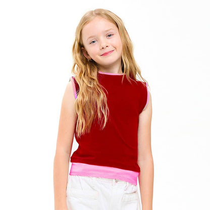 Color Blocked Sleeveless Layered Top