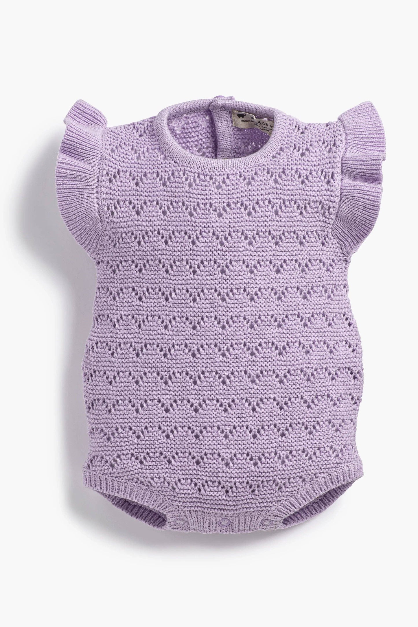Baby Easter Pointelle Knit Bubble Bodysuit- Pastel Lilac