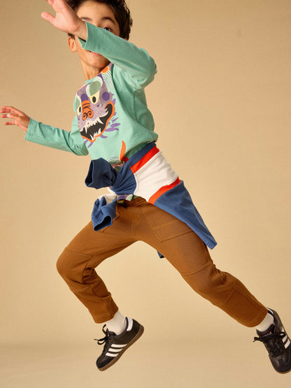 Naval Blue Colorblock Rugby Top