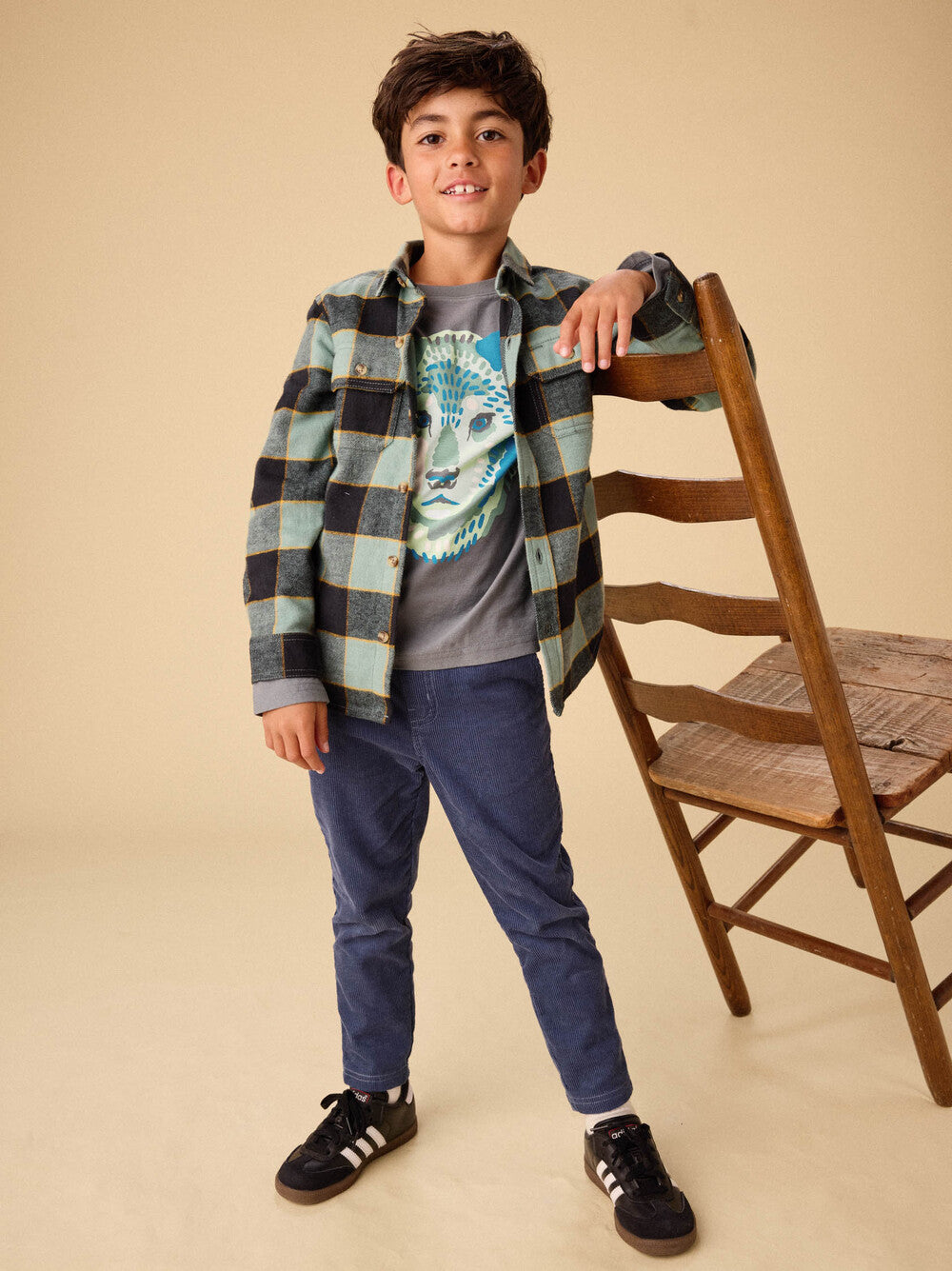 Forest Plaid Flannel Button Up Shirt