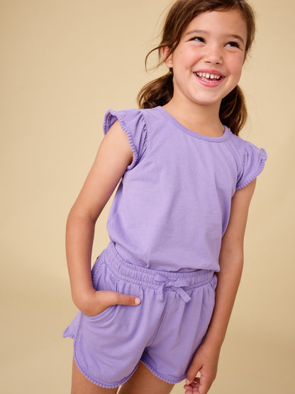 Pom-Pom Flutter Top - Paisley Purple