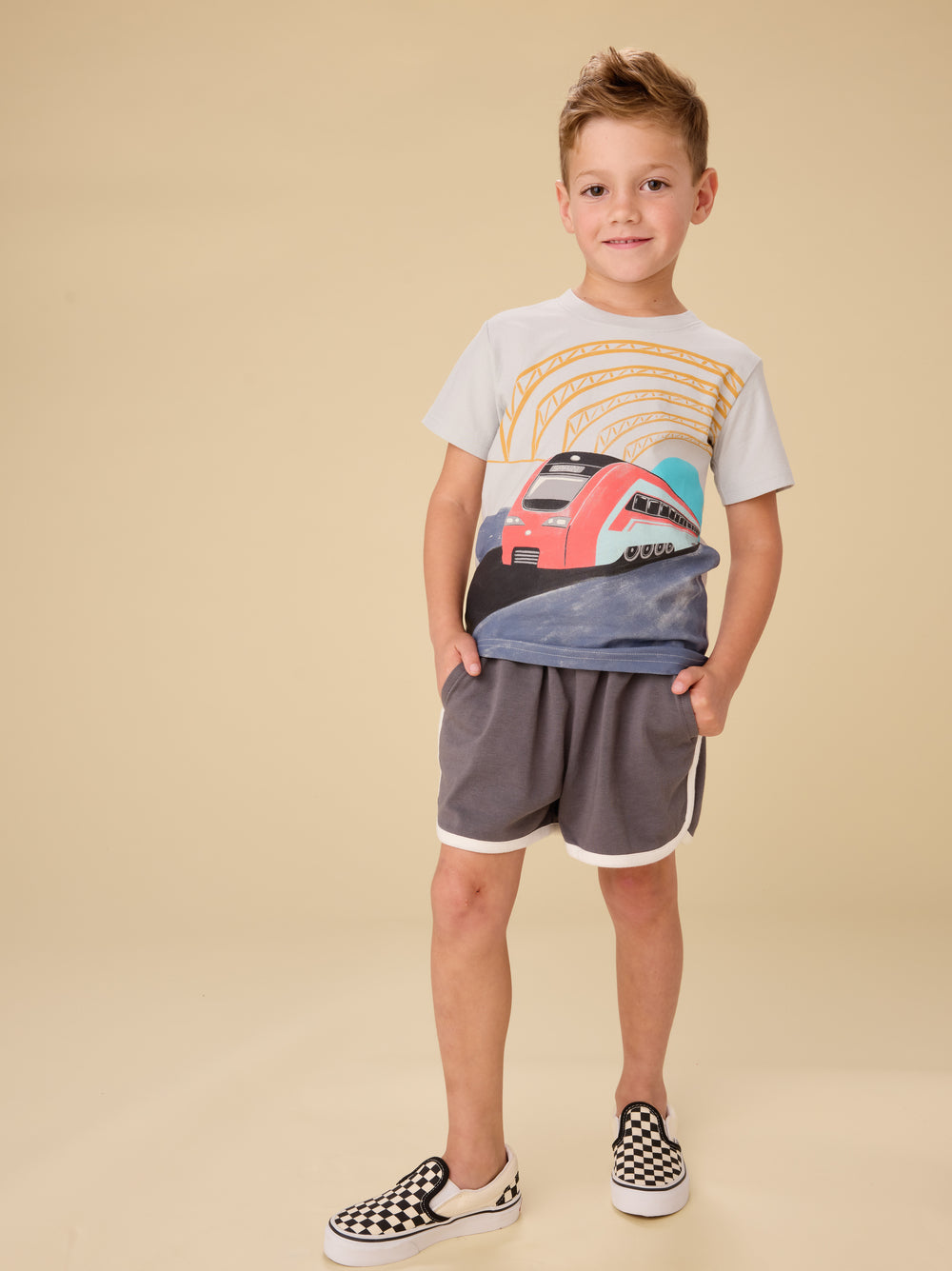 Sporty Ringer Shorts - Thunder