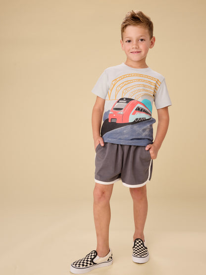 Sporty Ringer Shorts - Thunder