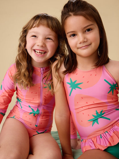 Long Sleeve One-Piece Swimsuit - Fresas Favoritas