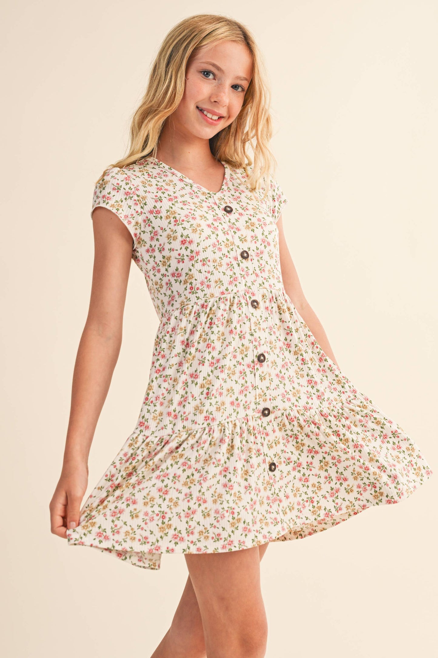 BUTTON DOWN TIERED DRESS