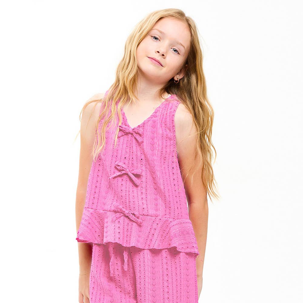 Embroidered Eyelet Ruffled Vest