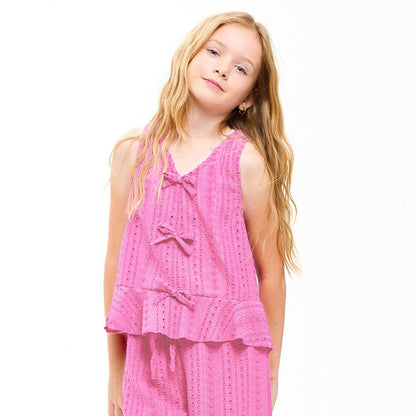Embroidered Eyelet Ruffled Vest