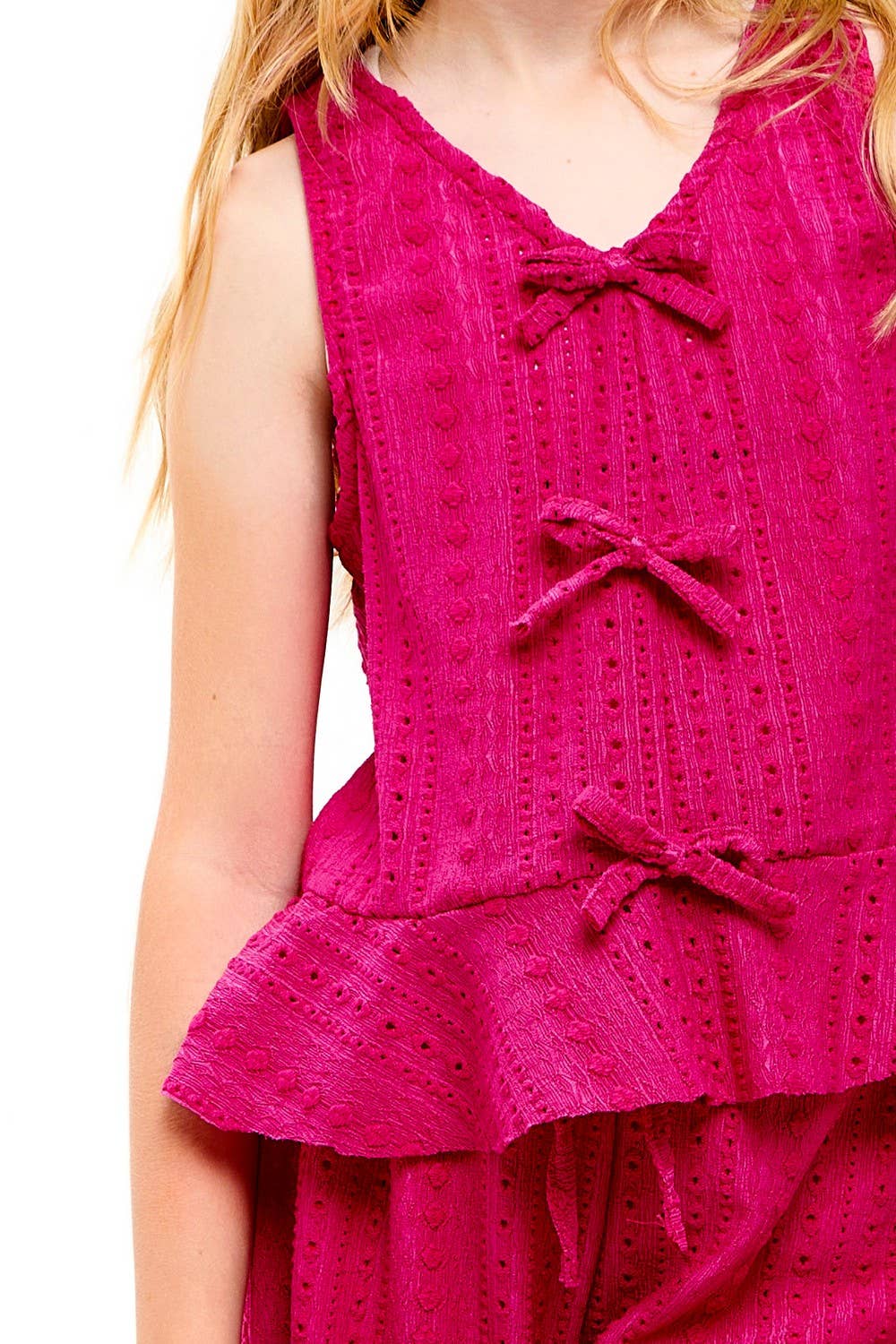 Embroidered Eyelet Ruffled Vest