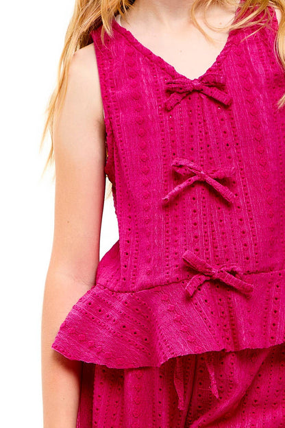 Embroidered Eyelet Ruffled Vest