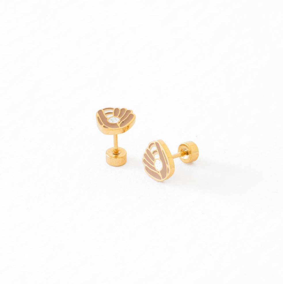 Baseball Glove Stud Earrings - Hypoallergenic, Flat Back