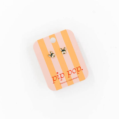 Frenchie Stud Earring - Hypoallergenic, Flat Back, Girl Gift
