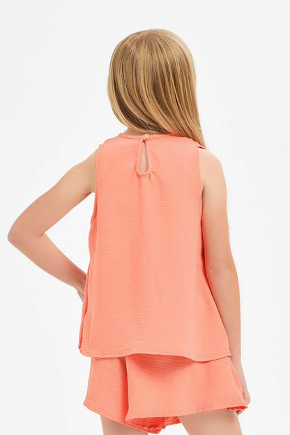 Wrap Design High-Low Sleeveless Blouse