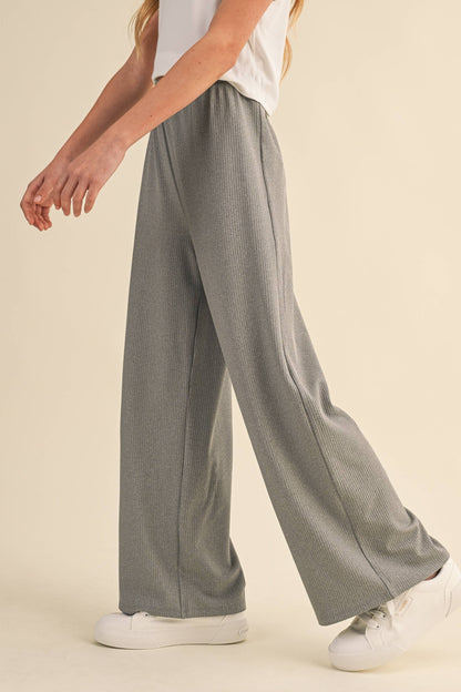 TWEEN KIDS GIRLS WIDE LEG PULL ON RIB KNIT PANTS (7-14)