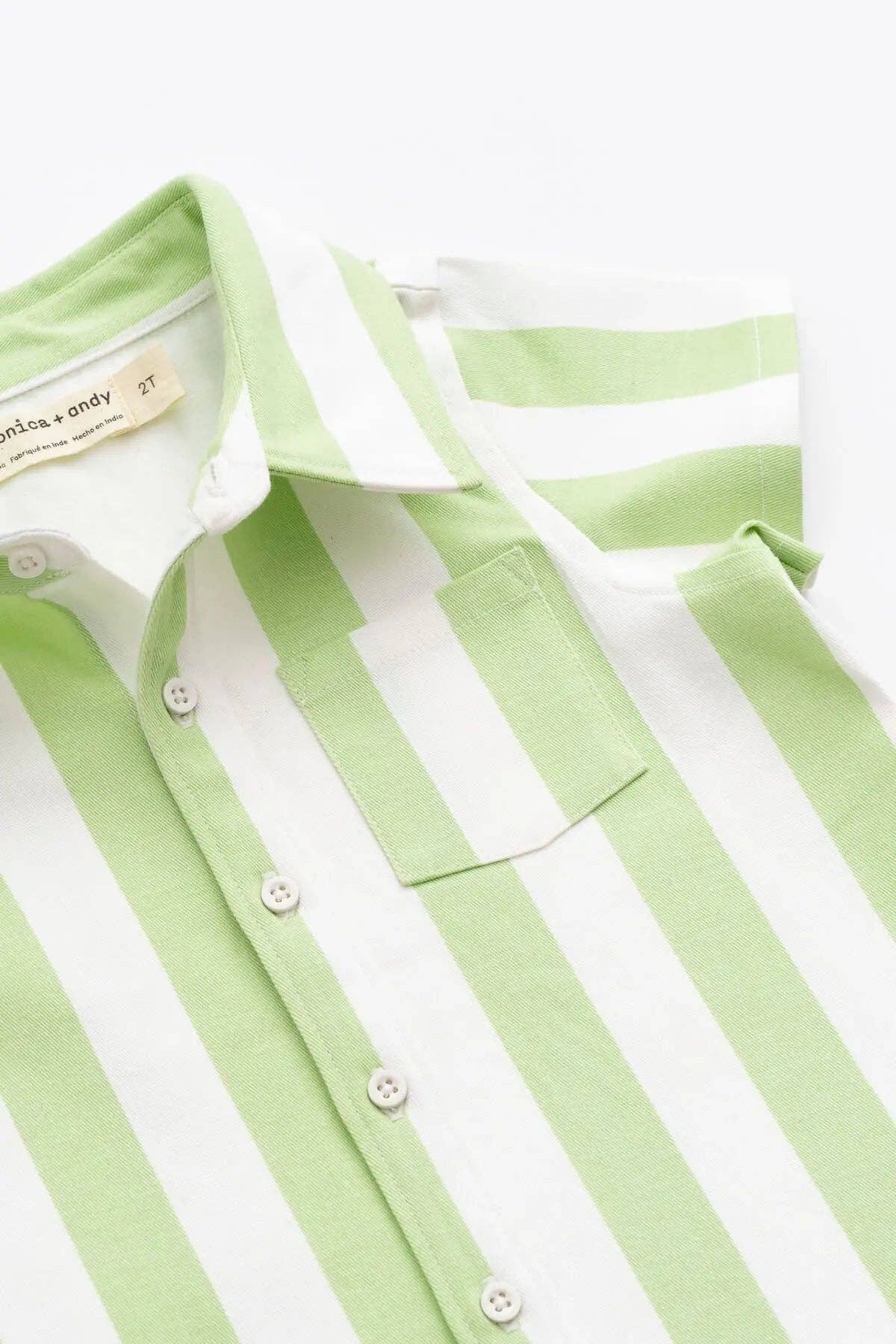 Two-Piece Twill Set- Green Cabana Stripe