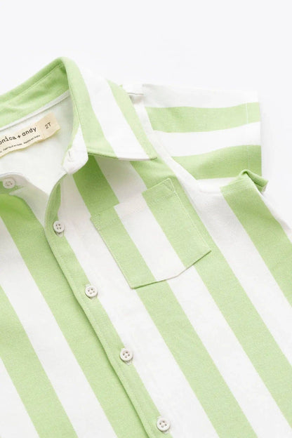 Two-Piece Twill Set- Green Cabana Stripe