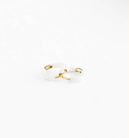 Enamel Hoop Earrings - Hypoallergenic, Flat Back, Girl Gift