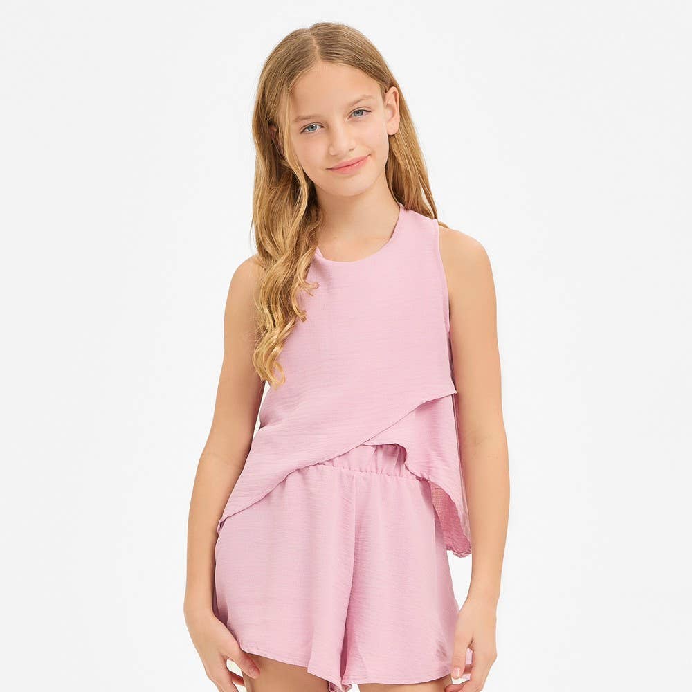 Wrap Design High-Low Sleeveless Blouse