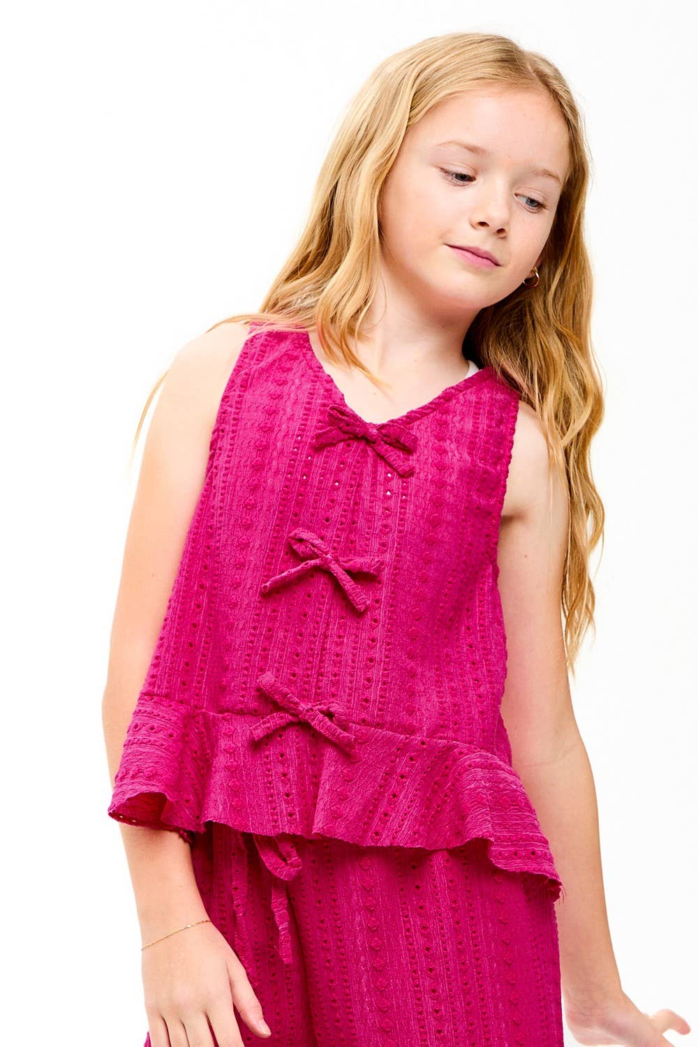 Embroidered Eyelet Ruffled Vest