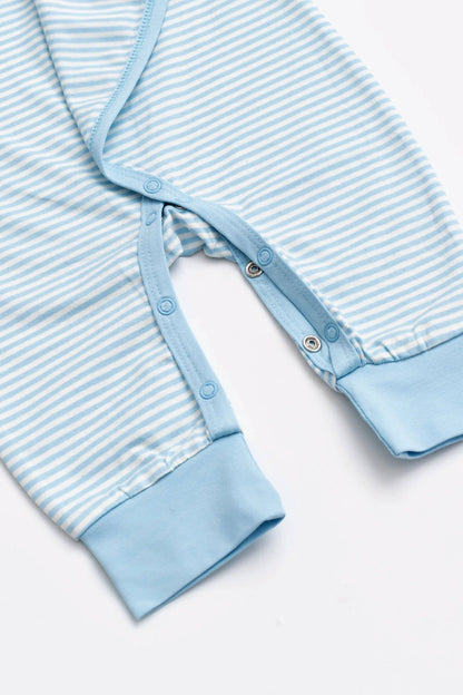Kimono Tie One-Piece- Light Blue French Stripe