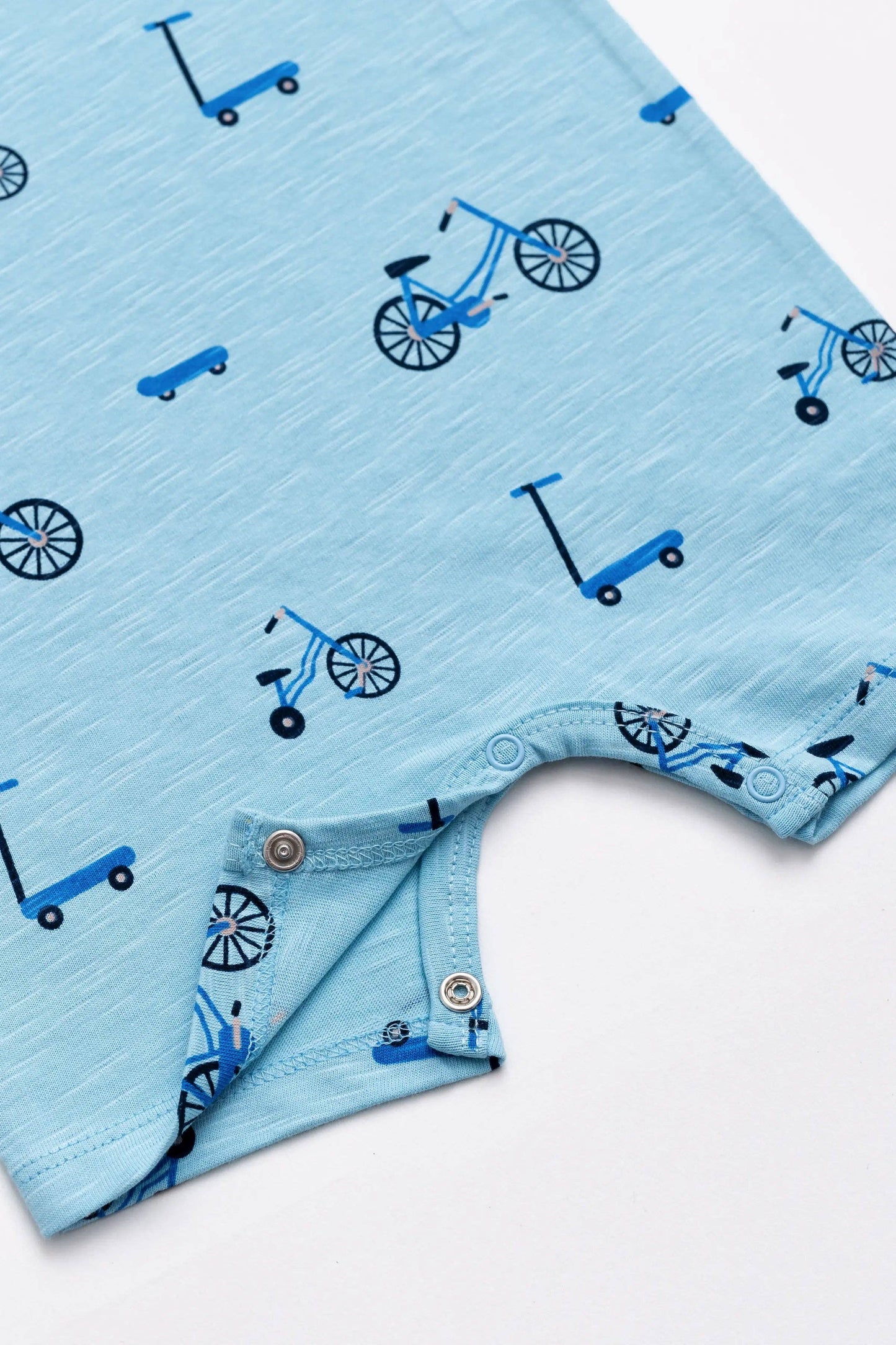 Baby Slub Shorty Romper- On Wheels