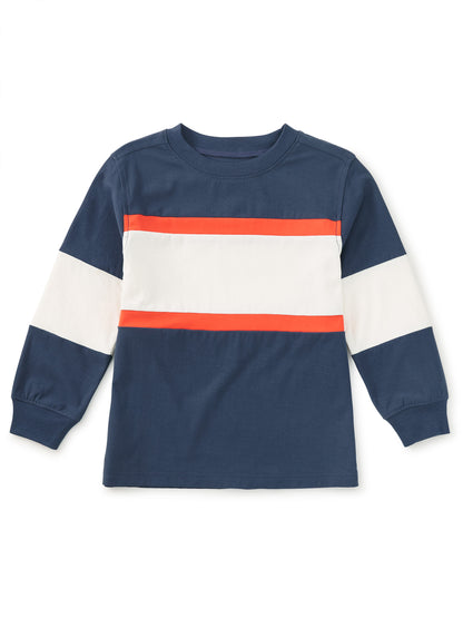 Naval Blue Colorblock Rugby Top