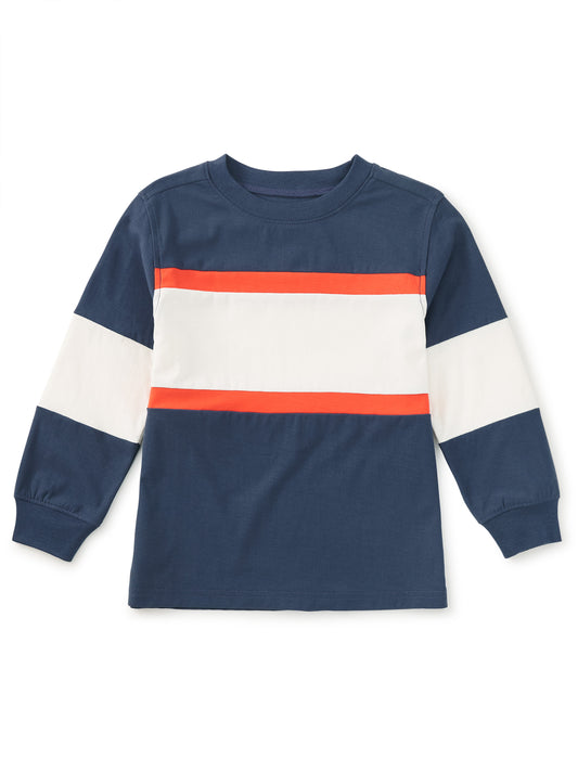 Naval Blue Colorblock Rugby Top