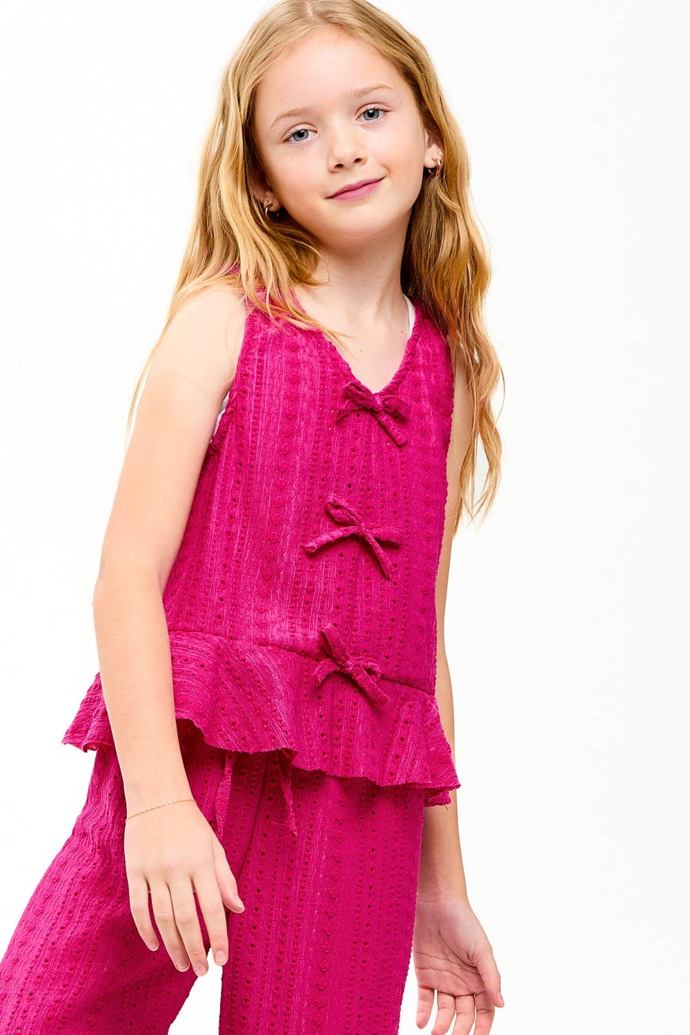 Embroidered Eyelet Ruffled Vest