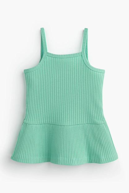 Ribbed Peplum Tank + Short Set- Green