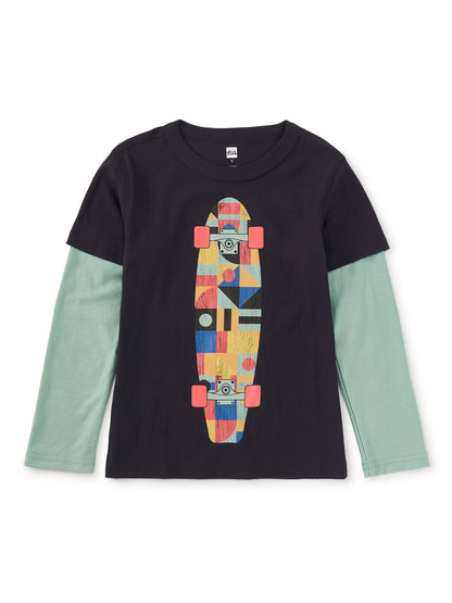 Indigo Bauhaus Skateboard Layered Tee