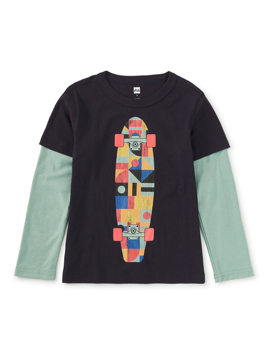 Indigo Bauhaus Skateboard Layered Tee