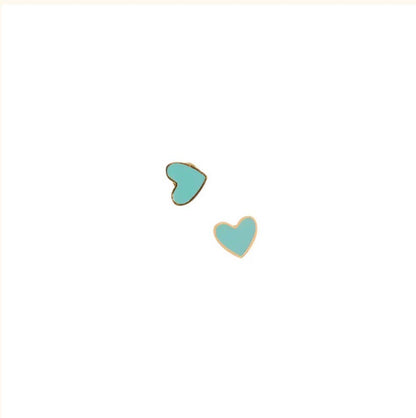 Enamel Heart Stud Earring - Hypoallergenic, Flat Back, Girl