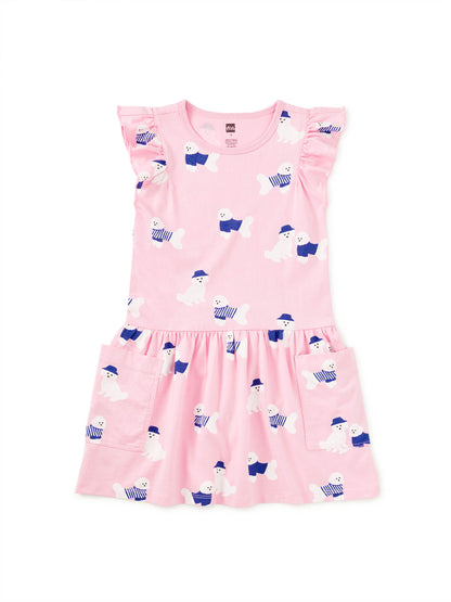 Flutter Sleeve Pocket Dress - Spanish Water Dog