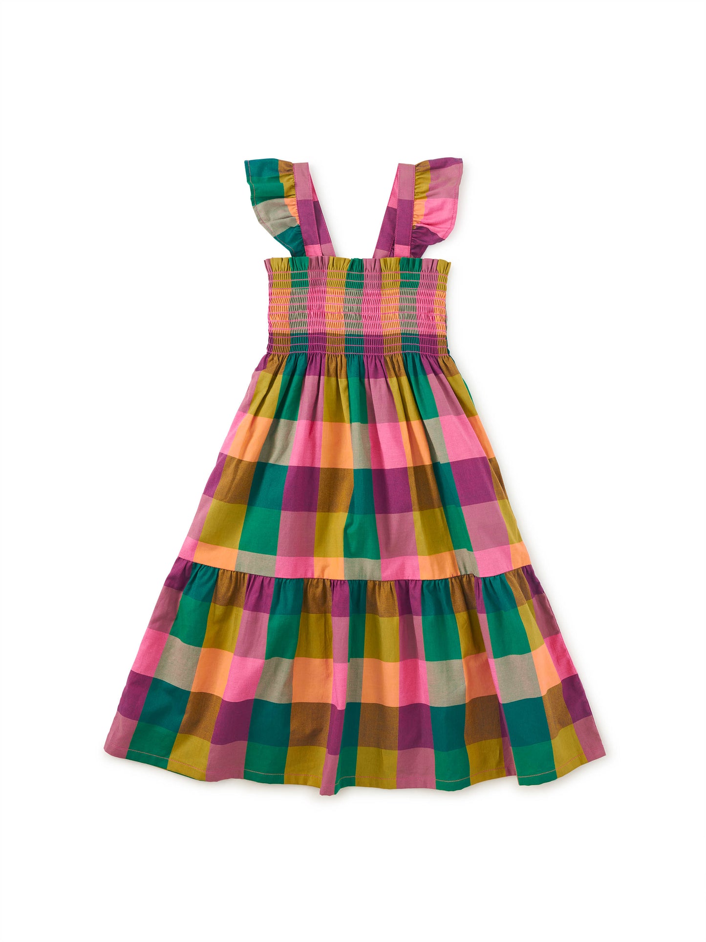 Barcelona Plaid Smocked Flutter Dress
