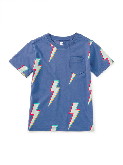 Printed Pocket Tee - Lightning Bolts